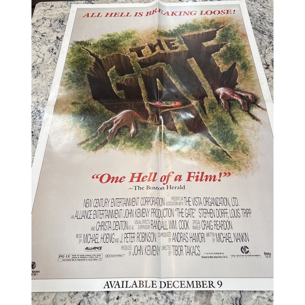The Gate 1987 Original Vestron Video Store Poster 27x41 Folded 80s VHS Horror